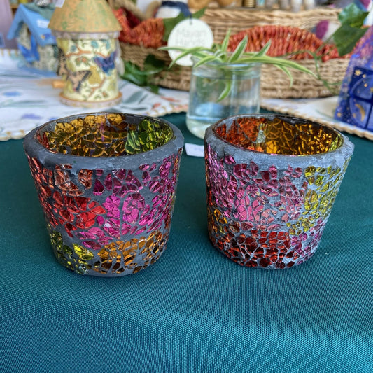 Stained Glass Votive & T-Light Candle Holder