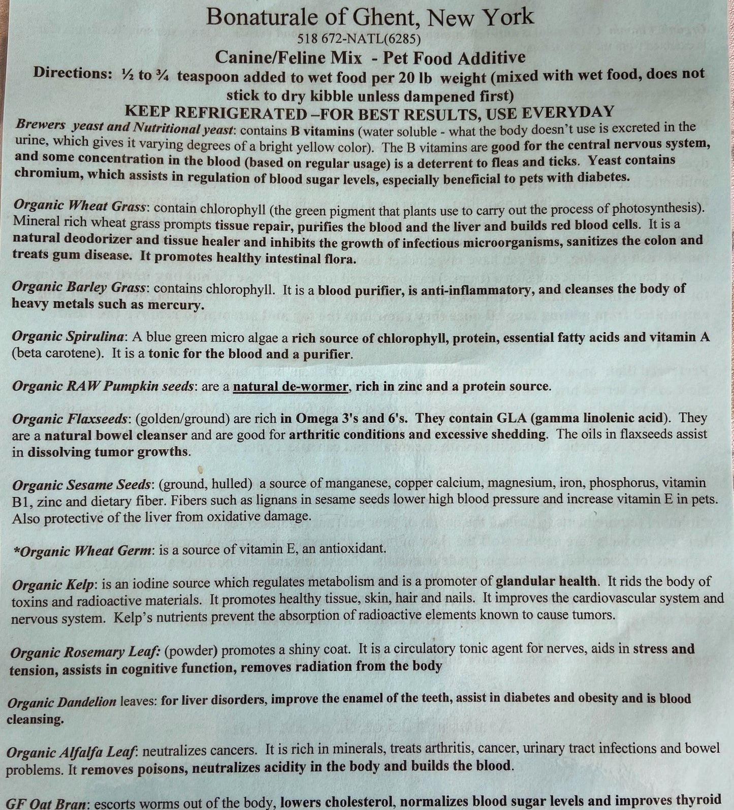 Canine/Feline Mix - Pet Food Additive