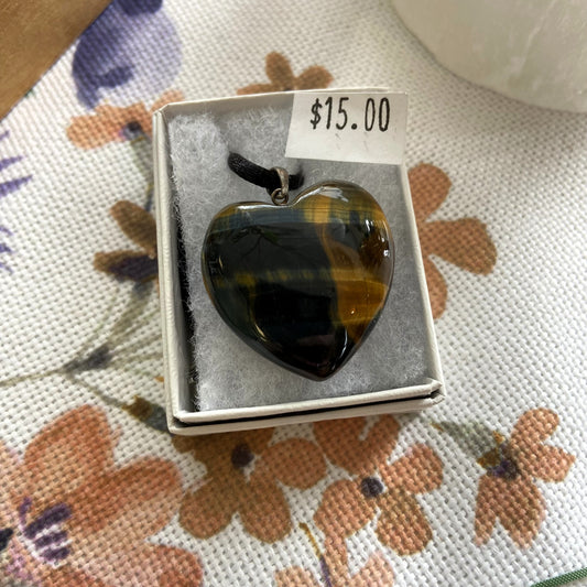 Blue Tiger’s Eye Heart Necklace – Strength, Clarity, and Grounded Beauty