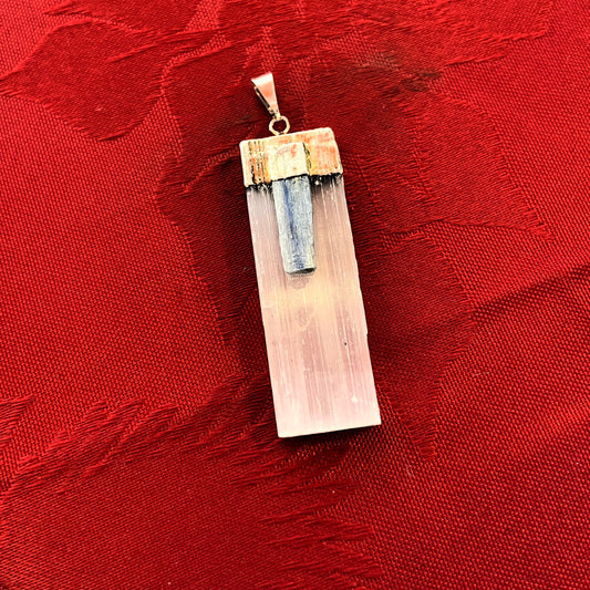 Selenite w. Blue Kyanite Pendant