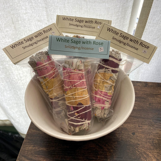 White Sage & Rose Petal Smudge Sticks